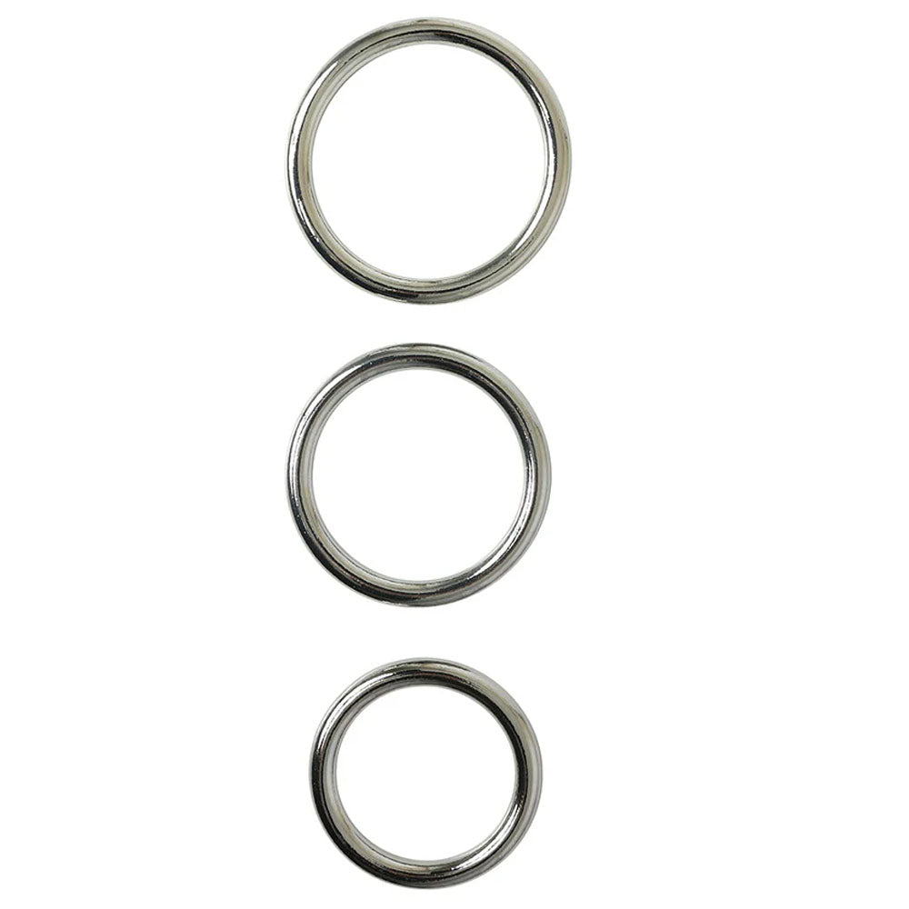 SPORTSHEETS Seamless Metal O-Ring 3 Pack - Metal Rings - Set of 3 Sizes Chrome - Club X