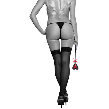 Sex & Mischief Heart Beat Crop - Black/Red 37.5 cm Crop Whip Sportsheets