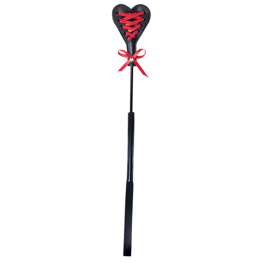 Sex & Mischief Heart Beat Crop - Black/Red 37.5 cm Crop Whip Sportsheets