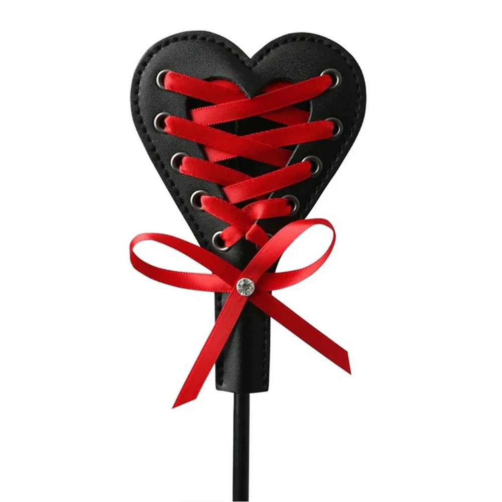 Sex & Mischief Heart Beat Crop - Black/Red 37.5 cm Crop Whip Sportsheets