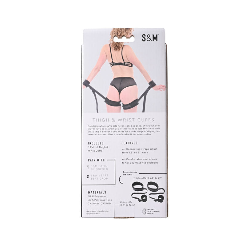 Sex & Mischief Thigh & Wrist Cuffs - Black Restraints Sportsheets