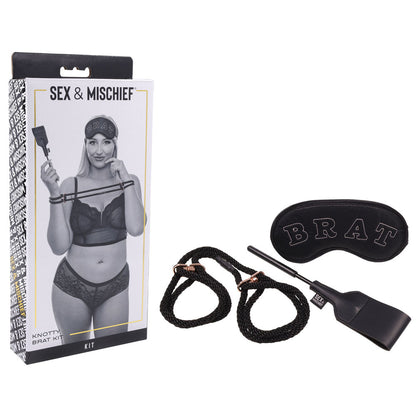 Sex & Mischief Knotty Brat Kit - Black Bondage Kit - 3 Piece Set Black - Club X