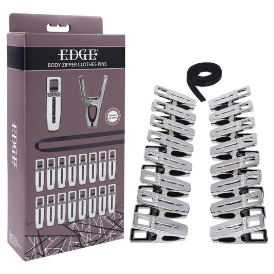 EDGE Body Zipper Clothes Pins - Chrome Chrome Pins - Set of 16 Sportsheets