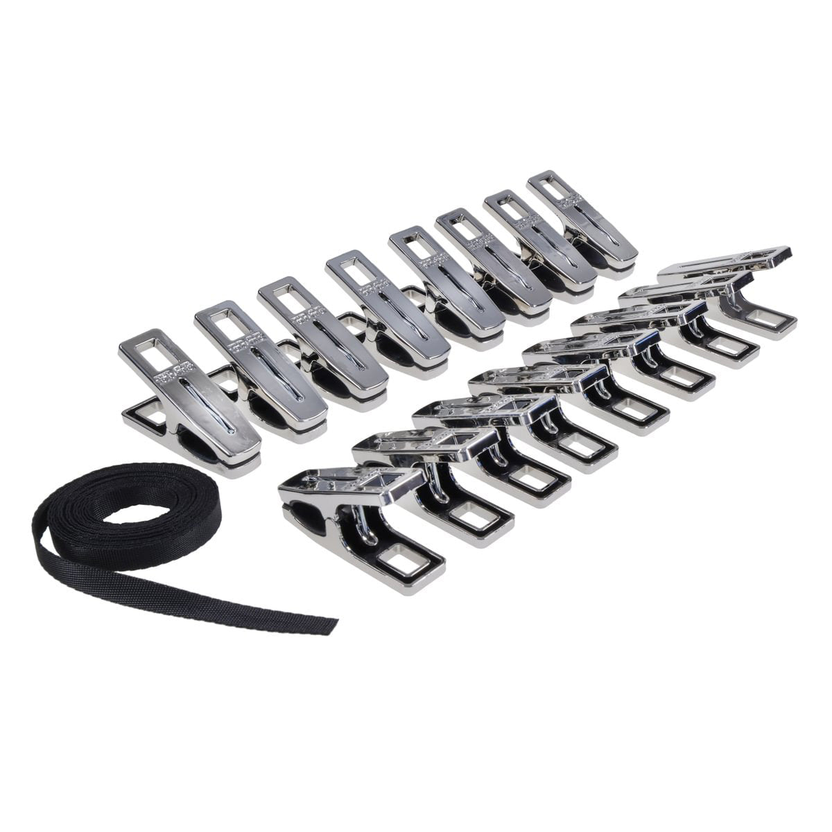 EDGE Body Zipper Clothes Pins - Chrome Chrome Pins - Set of 16 Sportsheets