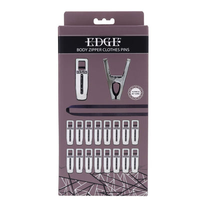 EDGE Body Zipper Clothes Pins - Chrome Chrome Pins - Set of 16 Sportsheets