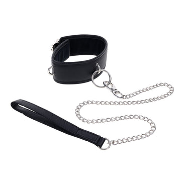 EDGE Collar & Leash - Black Neck Restraint with Heavy Duty Metal Leash Sportsheets