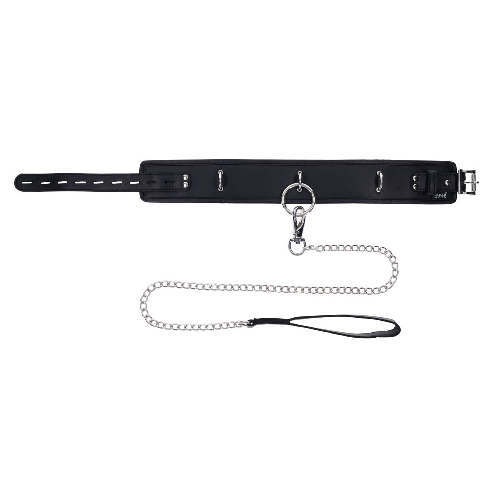 EDGE Collar & Leash - Black Neck Restraint with Heavy Duty Metal Leash Sportsheets