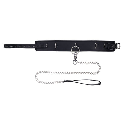EDGE Collar & Leash - Black Neck Restraint with Heavy Duty Metal Leash Sportsheets