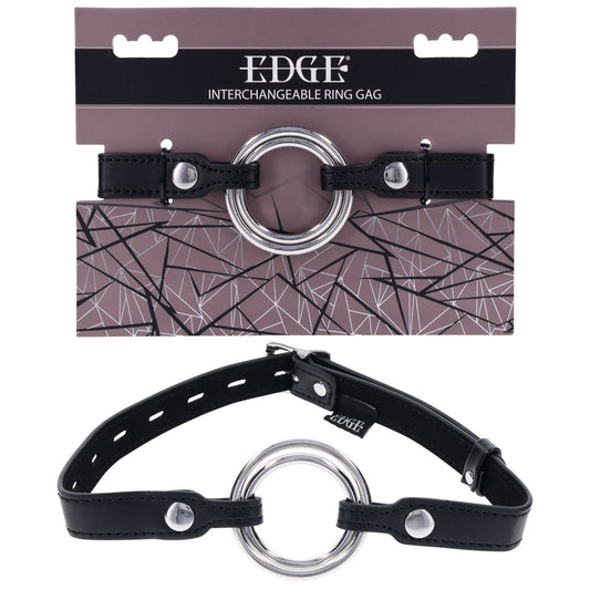 EDGE Interchangeable Ring Gag - Black Mouth Gag Restraint with 2 Interchangeable Pieces Black - Club X