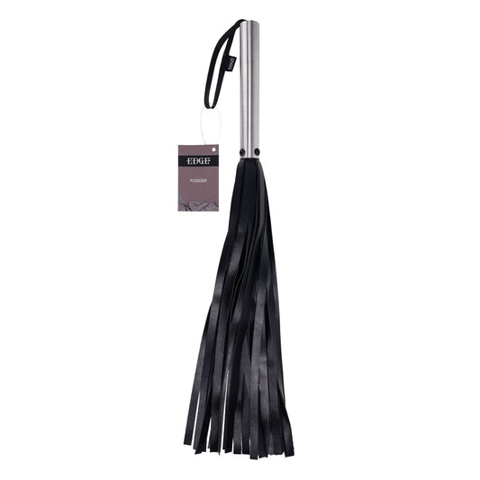 EDGE Flogger - Black Flogger Whip with Metal Handle Black - Club X