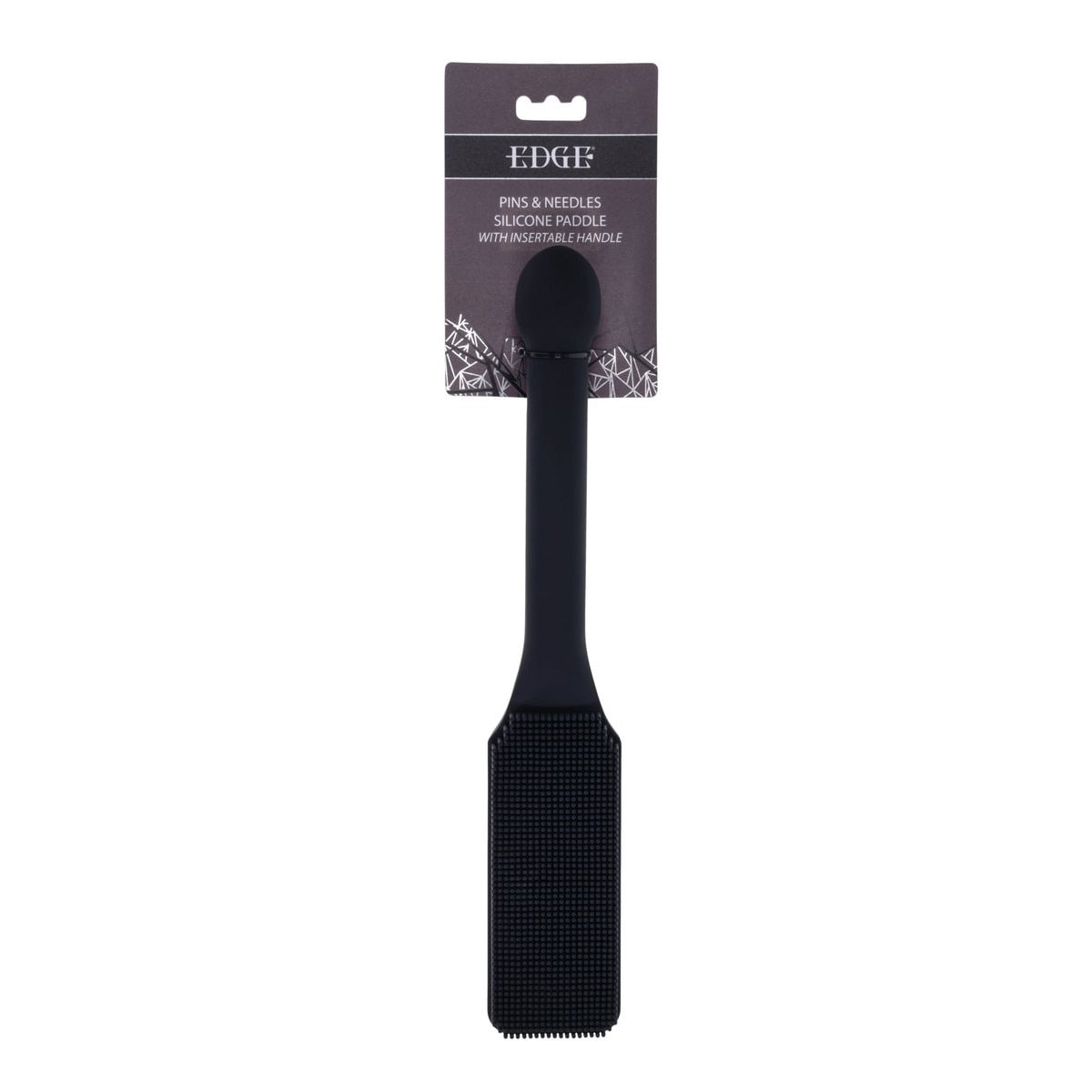 EDGE Pins & Needles Silicone Paddle - Black Spanking Paddle with Insertable Handle Sportsheets