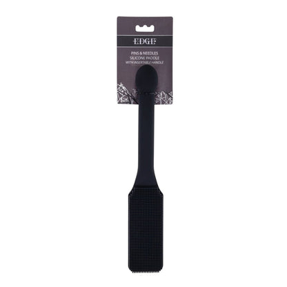 EDGE Pins & Needles Silicone Paddle - Black Spanking Paddle with Insertable Handle Sportsheets
