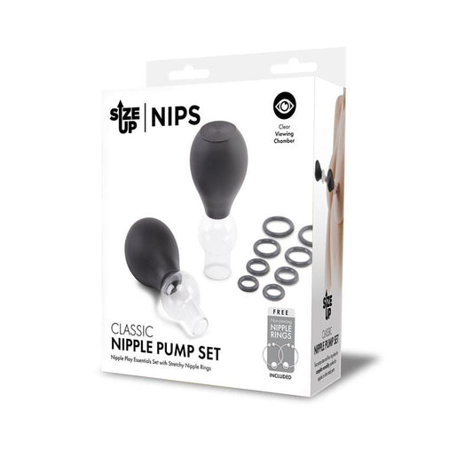 Size Up Classic Nipple Pump Set - Nipple Pumps with Rings Black - Club X