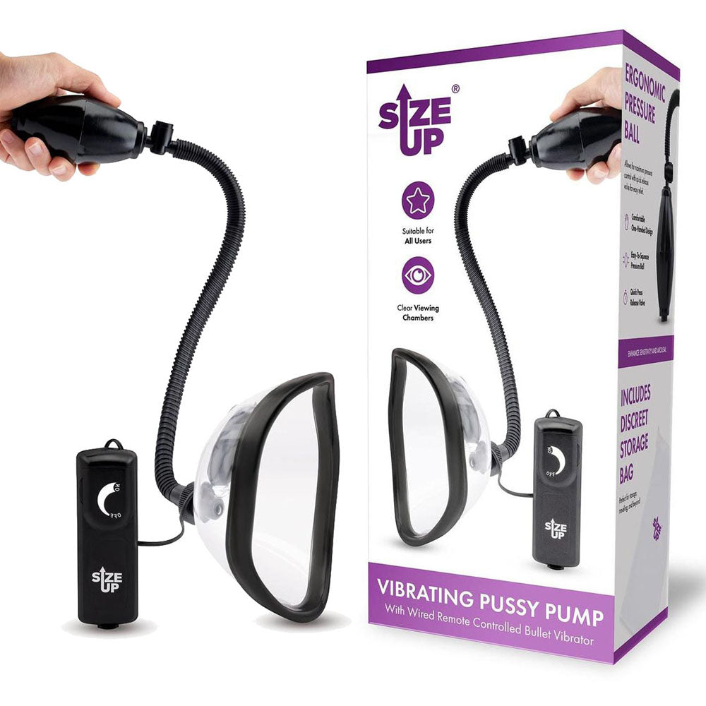 Size Up Vibrating Pussy Pump - Clear Vibrating Vagina Pump XGEN Products