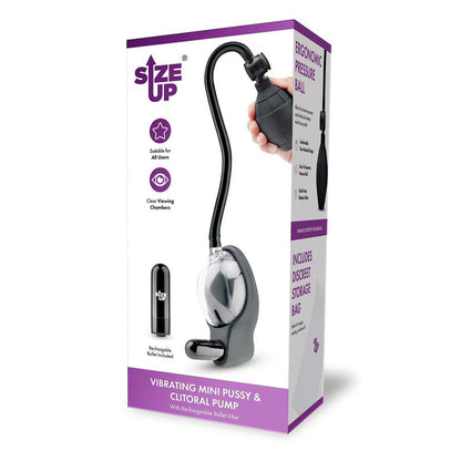 Size Up Vibrating Mini Pussy & Clitoral Pump - Clear USB Rechargeable Vibrating Vaginal and Clitoral Pump XGEN Products