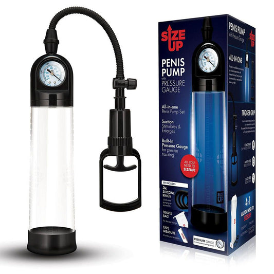 Size Up Penis Pump with Pressure Gauge - Clear Penis Pump Clear - Club X