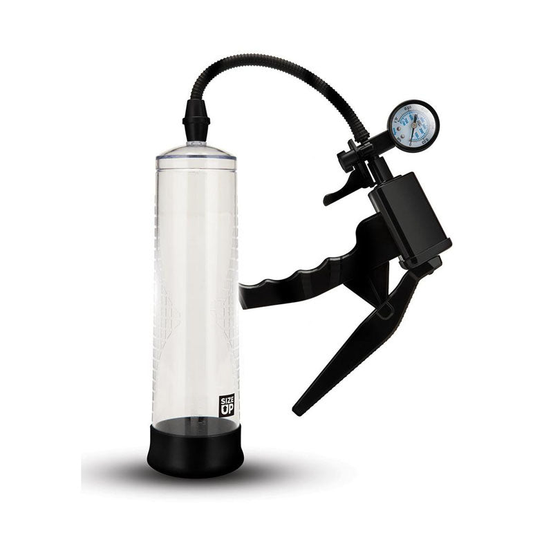 Size Up Ergonomic Trigger Penis Pump with Pressure Gauge - Clear Penis Pump Xgen Products