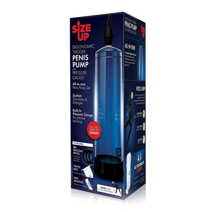 Size Up Ergonomic Trigger Penis Pump with Pressure Gauge - Clear Penis Pump Xgen Products