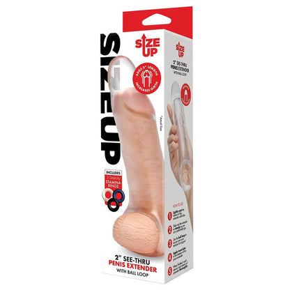 Size Up 2 Inch See-Thru Penis Extender with Ball Loop - Clear 5 cm (2'') Penis Extension Sleeve Xgen Products