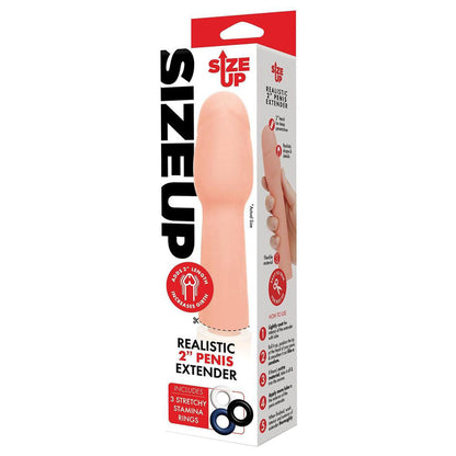 Size Up Realistic 2 Inch Penis Extender - Flesh 5 cm (2'') Penis Extension Sleeve Xgen Products