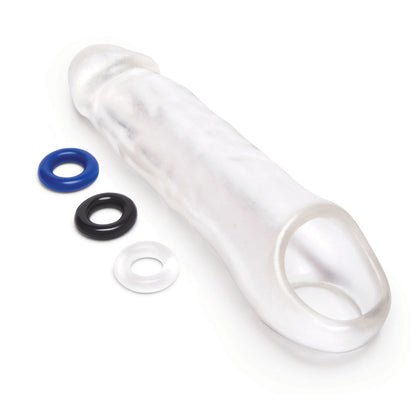 Size Up 3 Inch See-Thru Penis Extender with Ball Loop - Clear 7.6 cm (3'') Penis Extension Sleeve Xgen Products