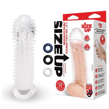 Size Up 1.5 Inch See-Thru Stretch Penis Extender - Clear 3.8 cm (1.5'') Penis Extension Sleeve Xgen Products