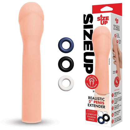 Size Up Realistic 3'' Penis Extender - Flesh 7.6 cm (3'') Penis Extension Sleeve Xgen Products