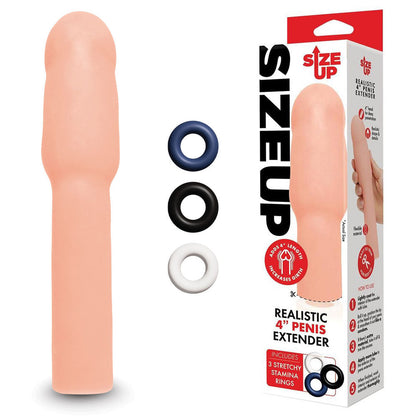 Size Up Realistic 4 Inch Penis Extender - Flesh 10.1 cm (4'') Penis Extension Sleeve Xgen Products