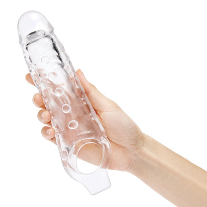 Size Up 1 Inch See-Thru Stretch Penis Extender - Clear 2.5 cm (1'') Penis Extension Sleeve Xgen Products