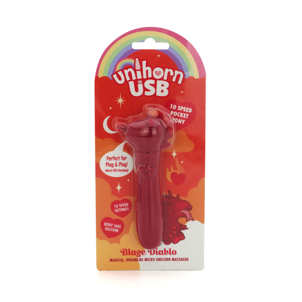 Unihorn - USB Bullet - Blaze Diablo - Red USB Rechargeable Vibrating Bullet Red - Club X