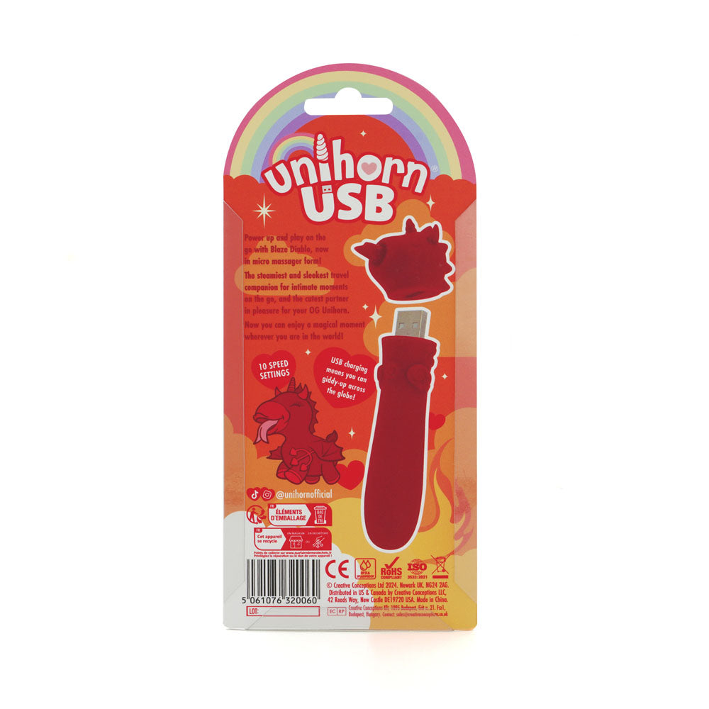 Unihorn - USB Bullet - Blaze Diablo - Red USB Rechargeable Vibrating Bullet Creative Conceptions