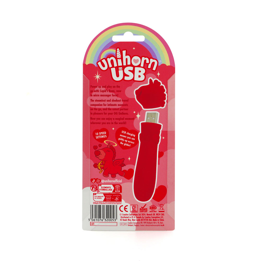 Unihorn - USB Bullet - Cupid's Beau - Red USB Rechargeable Vibrating Bullet Creative Conceptions