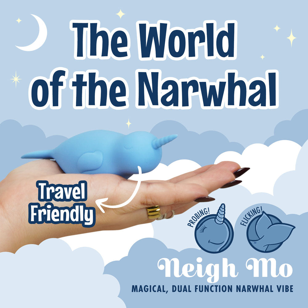Unihorn of the Sea - Neigh Mo - The Narwhal - Blue USB Rechargeable Dual Motor Stimulator Creative Conceptions