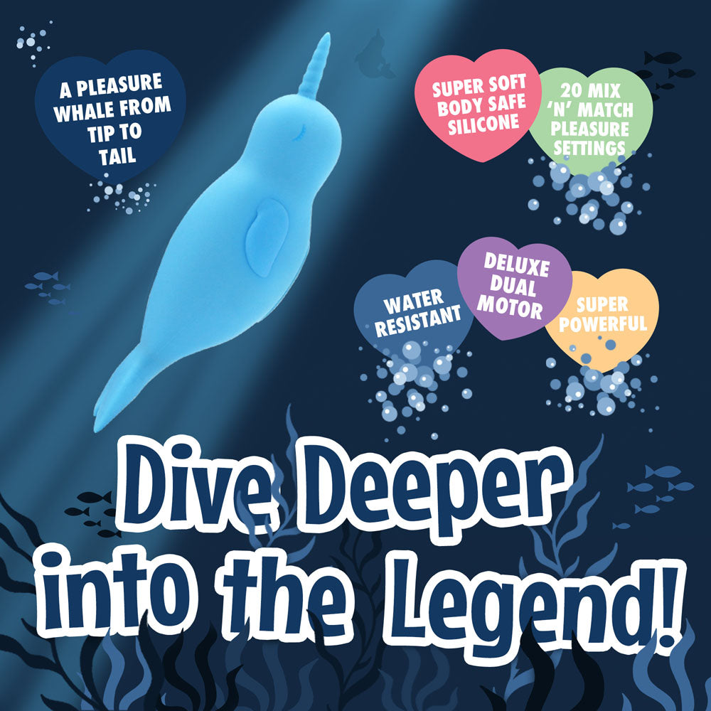 Unihorn of the Sea - Neigh Mo - The Narwhal - Blue USB Rechargeable Dual Motor Stimulator Creative Conceptions