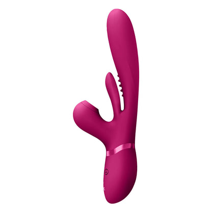 VIVE Ena - Pink - Pink 25 cm USB Rechargeable Thrusting Vibrator with Air Wave Stimulator Shots Toys