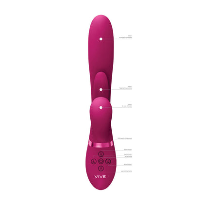 VIVE Ena - Pink - Pink 25 cm USB Rechargeable Thrusting Vibrator with Air Wave Stimulator Shots Toys