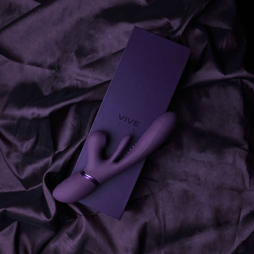 VIVE Ena - Purple - Purple 25 cm USB Rechargeable Thrusting Vibrator with Air Wave Stimulator Shots Toys