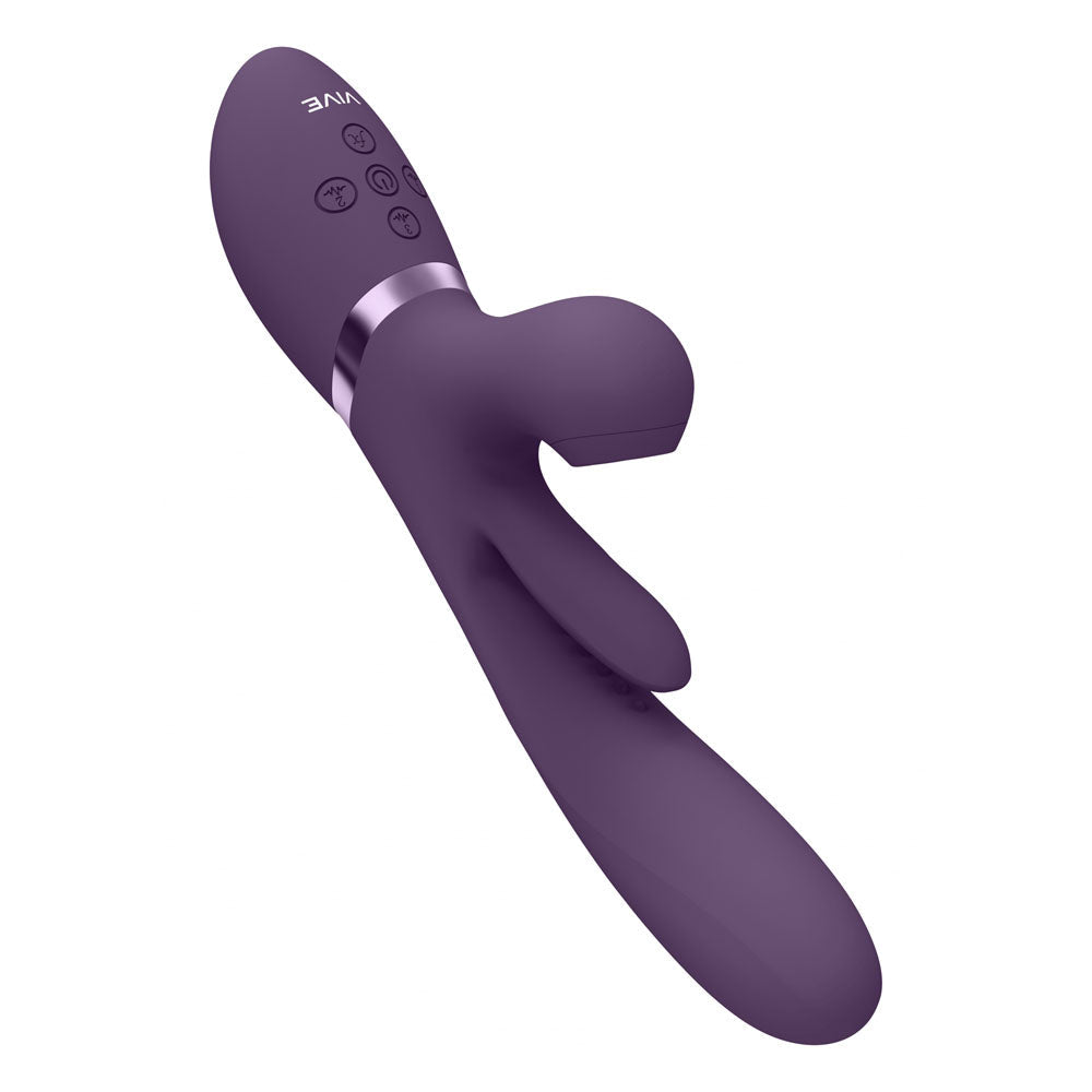 VIVE Ena - Purple - Purple 25 cm USB Rechargeable Thrusting Vibrator with Air Wave Stimulator Shots Toys