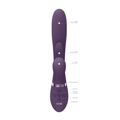 VIVE Ena - Purple - Purple 25 cm USB Rechargeable Thrusting Vibrator with Air Wave Stimulator Shots Toys