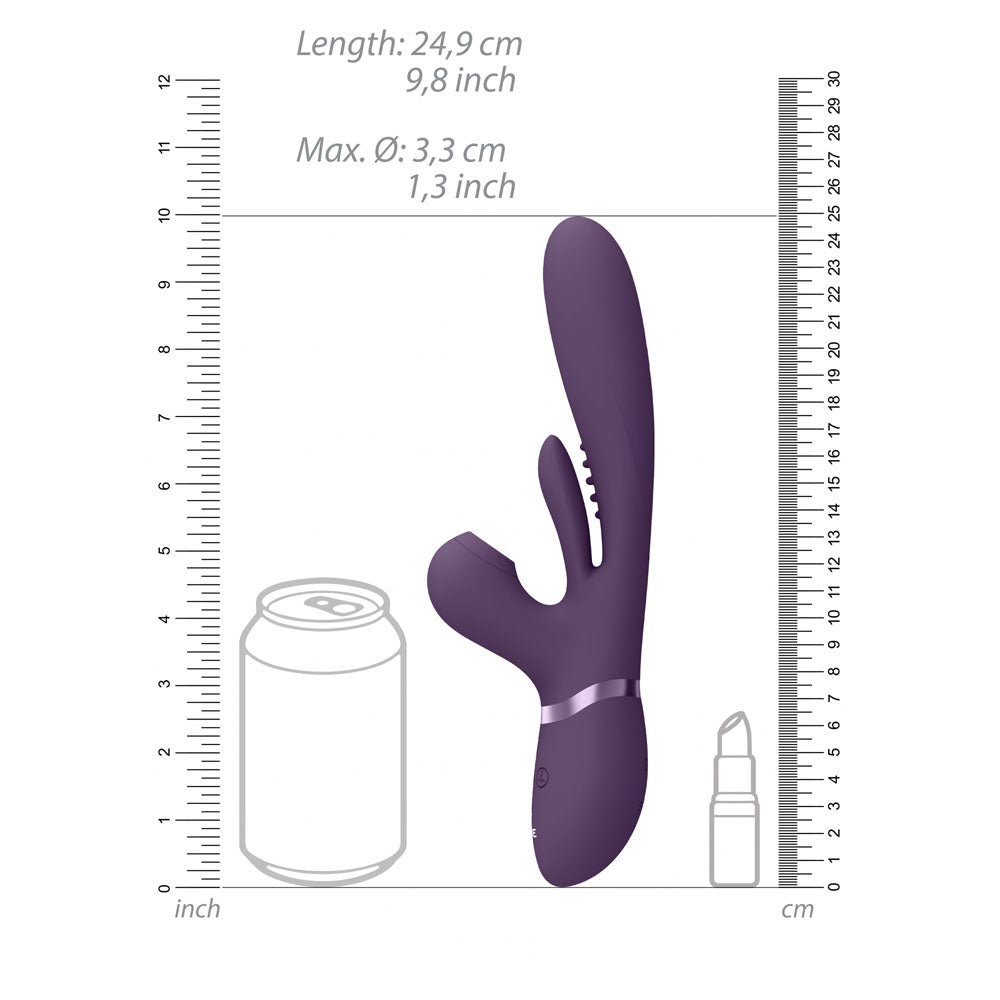 VIVE Ena - Purple - Purple 25 cm USB Rechargeable Thrusting Vibrator with Air Wave Stimulator Shots Toys