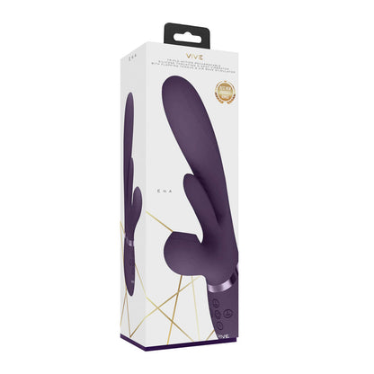 VIVE Ena - Purple - Purple 25 cm USB Rechargeable Thrusting Vibrator with Air Wave Stimulator Shots Toys