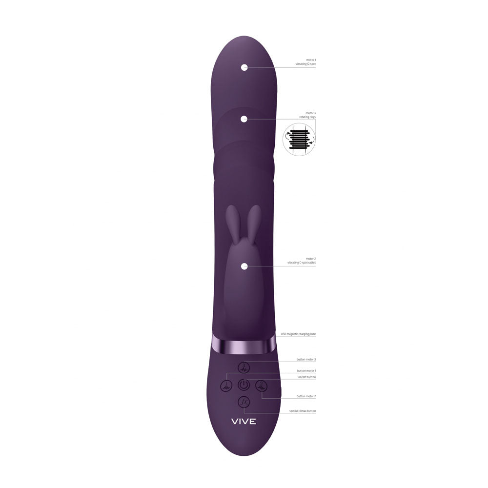 VIVE Nari - Purple - Purple 24.1 cm USB Rechargeable Rabbit Vibrator Shots Toys