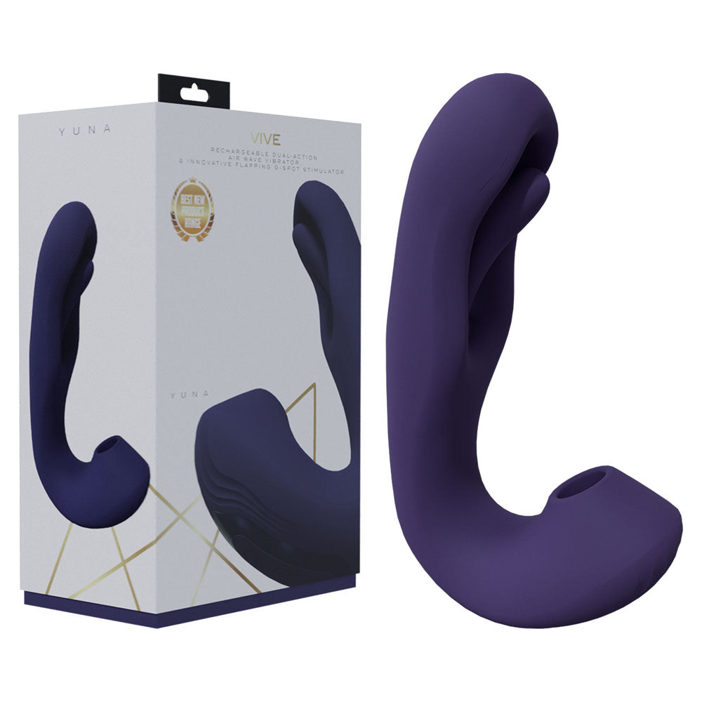 VIVE Yuna - Purple - Purple USB Rechargeable Flapping Vibrator with Air Pulsation Shots Toys