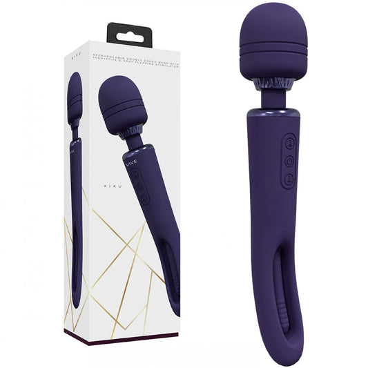 VIVE Kiku - Purple - Purple 25.2 cm USB Rechargeable Dual End Massage Wand with Flapping Tip Shots Toys