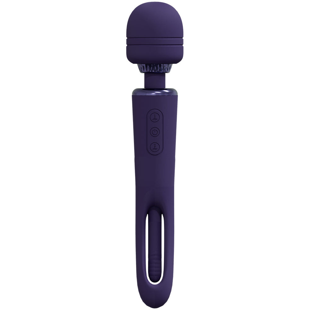 VIVE Kiku - Purple - Purple 25.2 cm USB Rechargeable Dual End Massage Wand with Flapping Tip Shots Toys