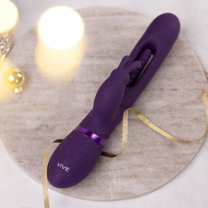 VIVE Mika - Purple - Purple 23.2 cm USB Rechargeable Rabbit Vibrator with Flapping Shaft Shots Toys