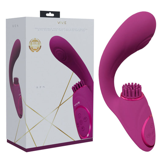 VIVE Gen - Pink - Pink USB Rechargeable Triple Motor Vibrator Shots Toys