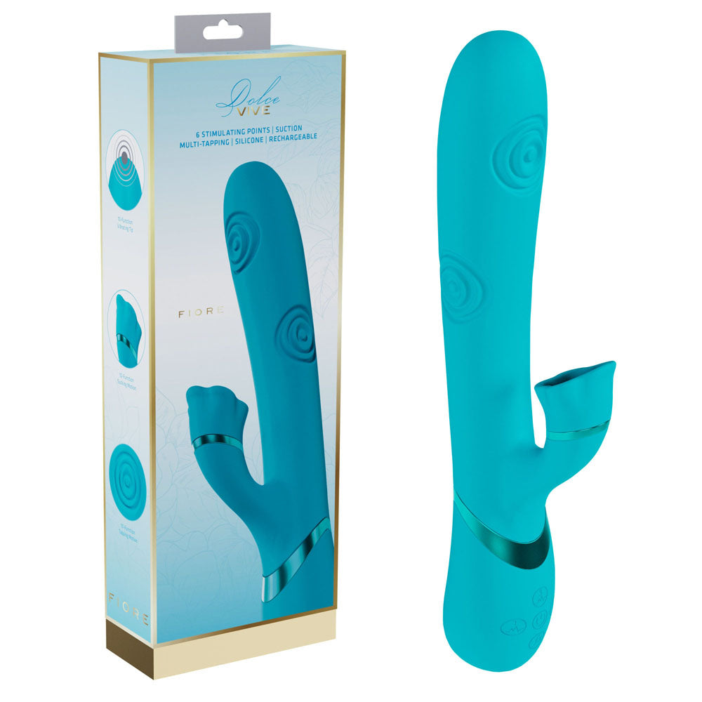 VIVE Fiore - Blue 25 cm USB Rechargeable Tapping Rabbit Vibrator Shots Toys
