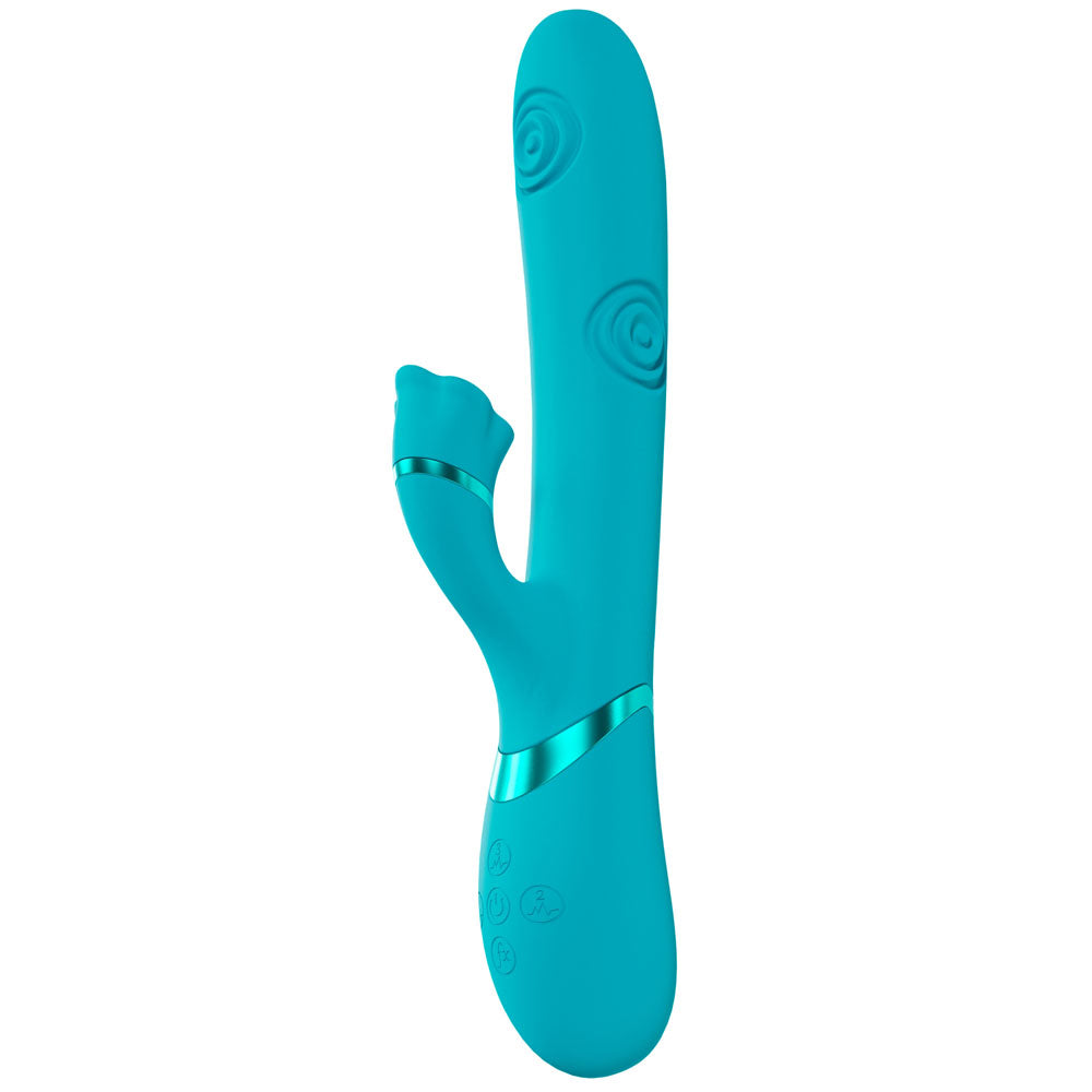 VIVE Fiore - Blue 25 cm USB Rechargeable Tapping Rabbit Vibrator Shots Toys