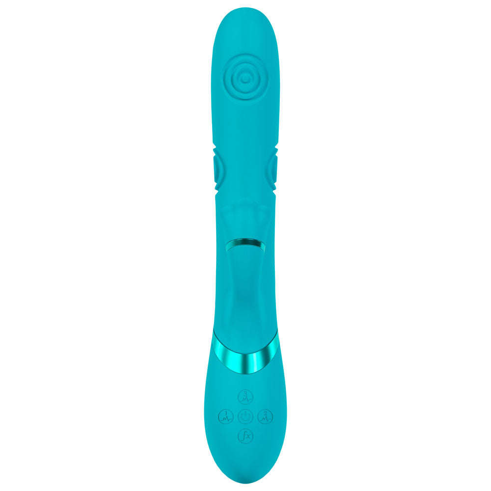 VIVE Fiore - Blue 25 cm USB Rechargeable Tapping Rabbit Vibrator Shots Toys